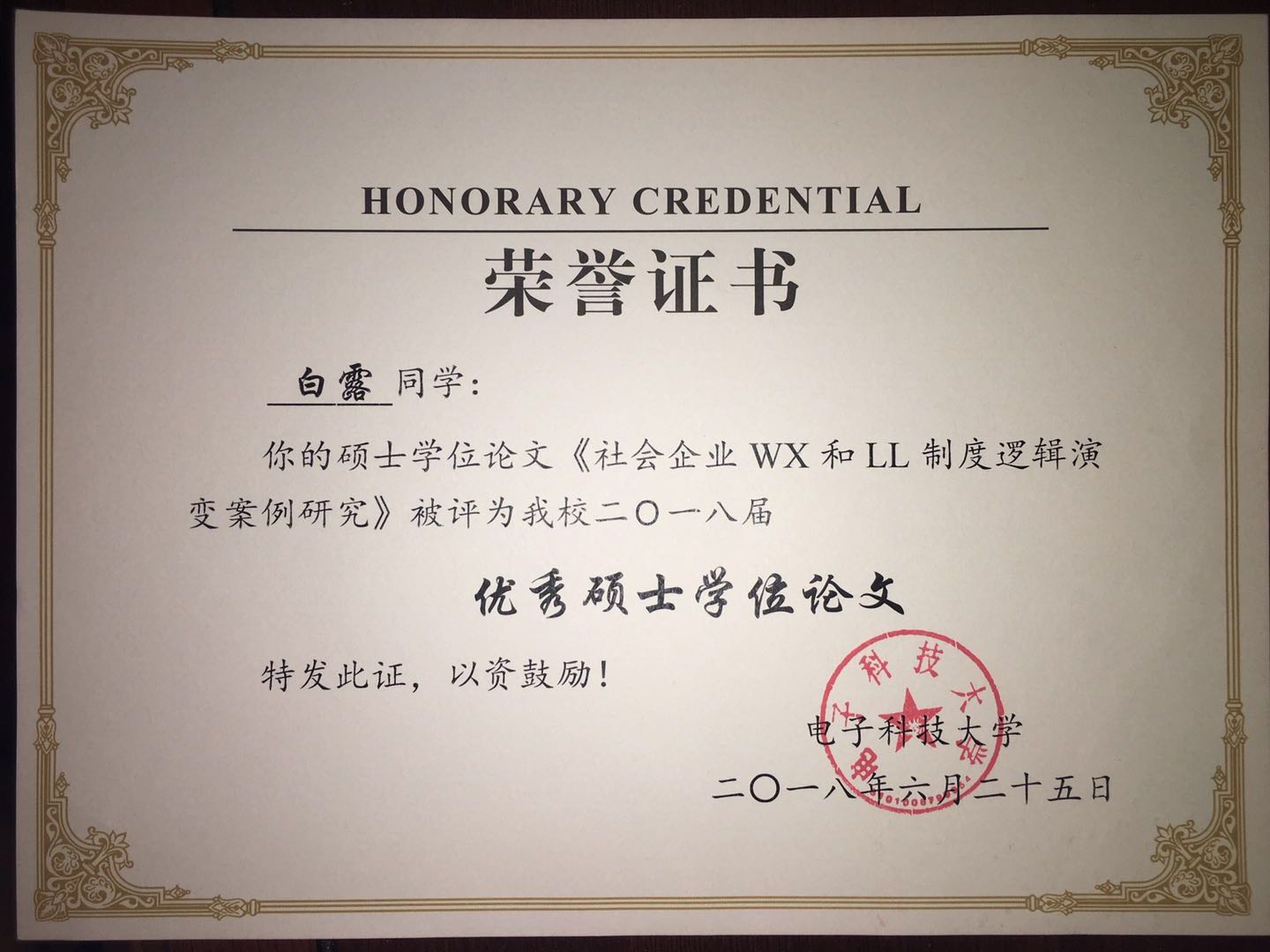 【毕业感言】高质量的毕业论文需要千锤百炼——记2018届优秀毕业论文获得者心得体会